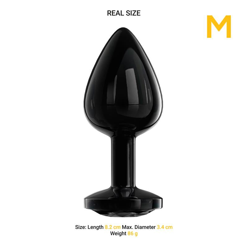 AFTERDARK - BLACKGEM METALIC BUTT PLUG WITH JEWEL BLACK SIZE M