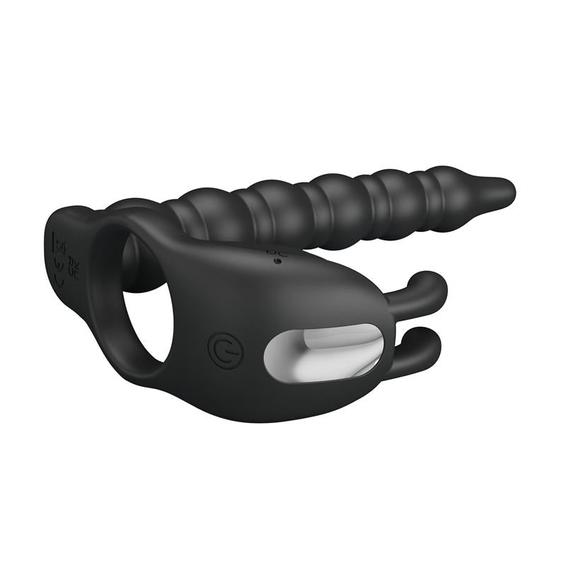 PRETTYLOVE - BLACKNEY COCK RING VIBRATOR PLUG SILICONE
