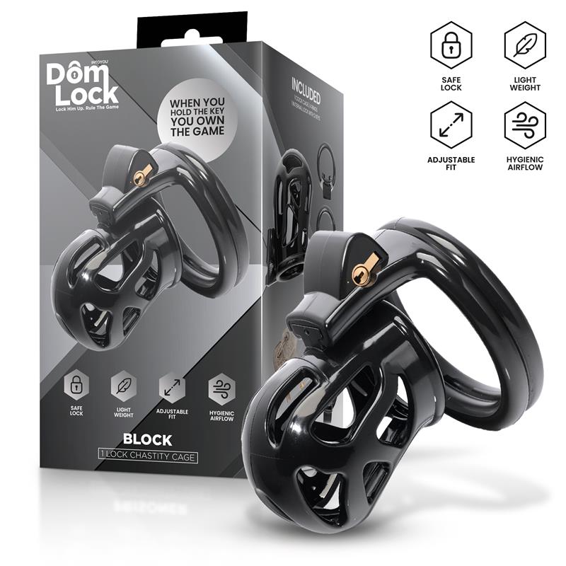 DOMLOCK - BLOCK CHASTITY CAGE WITH INTERNAL LOCK