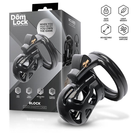 DOMLOCK - BLOCK CHASTITY CAGE WITH INTERNAL LOCK