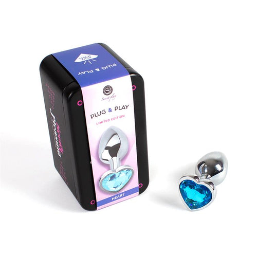 SECRET PLAY - BLUE HEART METAL BUTT PLUG SIZE S
