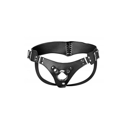 STRAP U - BODICE CORSET STYLE STRAP ON HARNESS BLACK