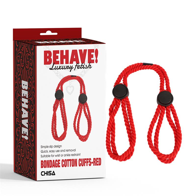 CHISA - BONDAGE COTTON CUFFS RED