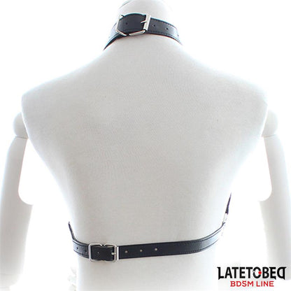 LATETOBED BDSM LINE - BONDAGE HARNESS WITH OPEN CUPS AND CHAINS
