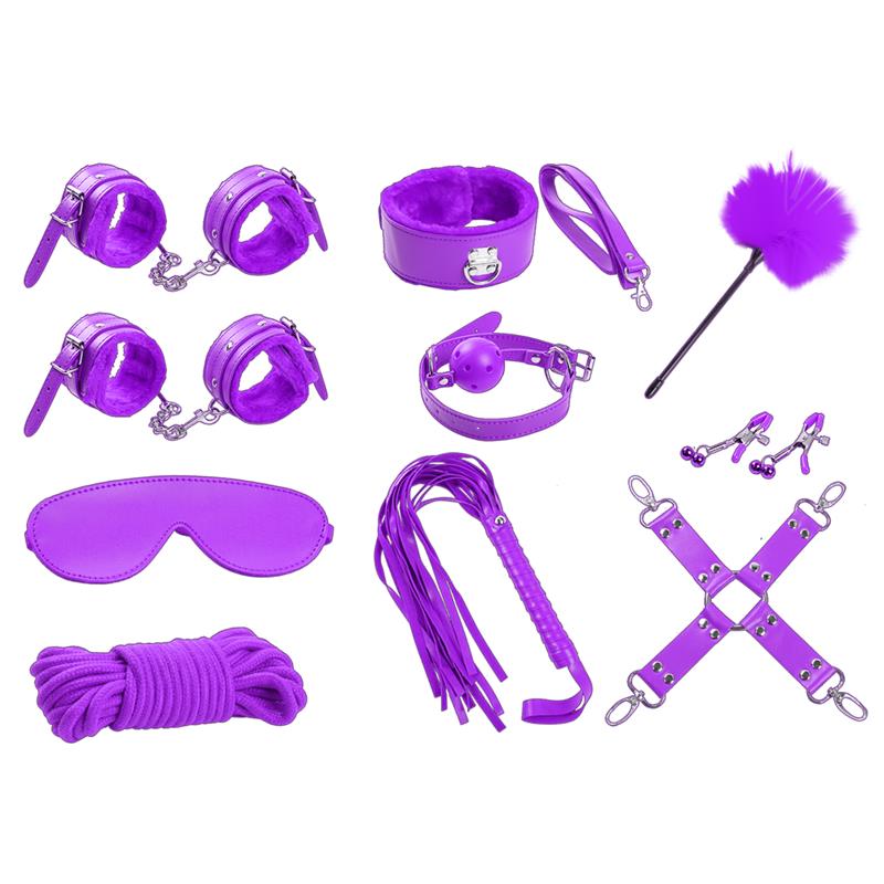 INTOYOU BDSM LINE - BONDAGE SET 10 PIECES PURPLE