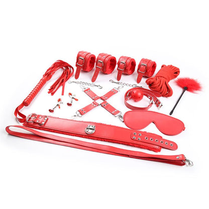 INTOYOU BDSM LINE - BONDAGE SET 10 PIECES RED