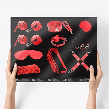 INTOYOU BDSM LINE - BONDAGE SET 10 PIECES RED