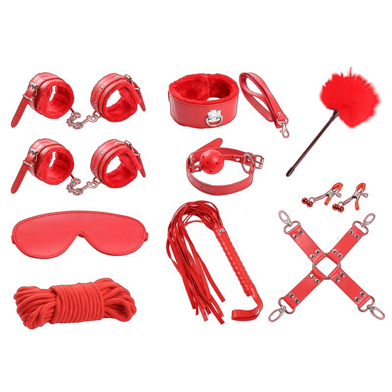 INTOYOU BDSM LINE - BONDAGE SET 10 PIECES RED