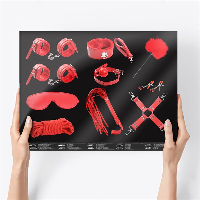 INTOYOU BDSM LINE - BONDAGE SET 10 PIECES RED