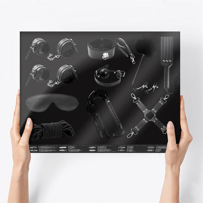 INTOYOU LIGNE BDSM - KIT DE BONDAGE 11 PIÈCES NOIR