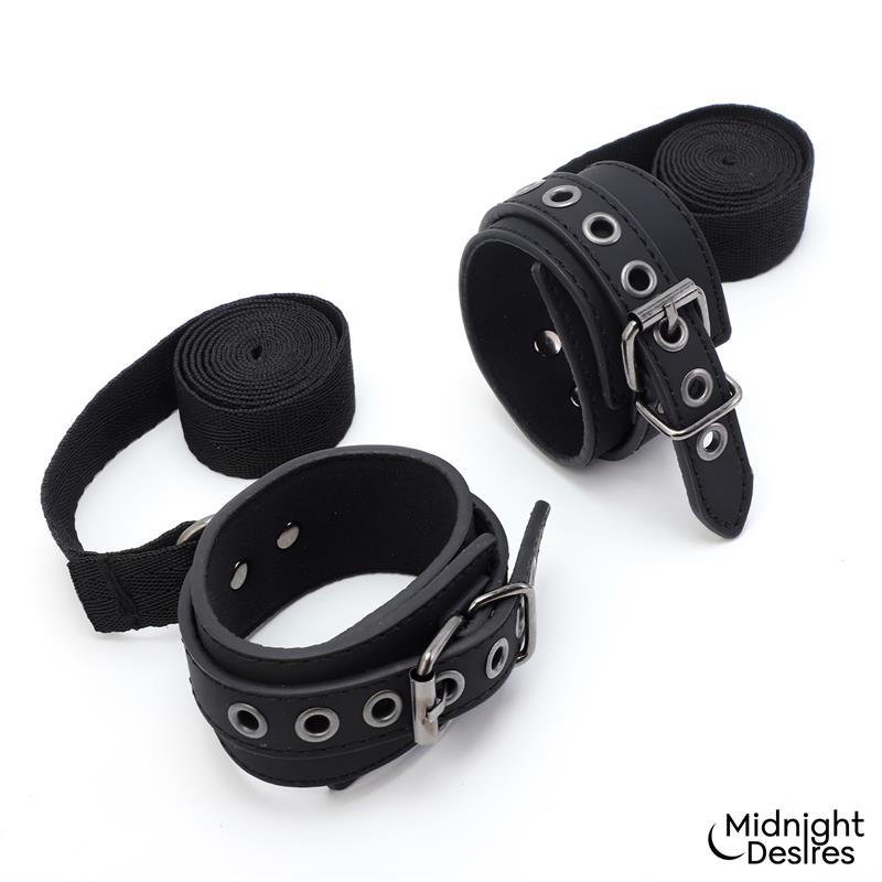 MIDNIGHT DESIRES - BONDAGE SET WITH BLINDFOLD, FEATHER TICKLE AND CUFFS