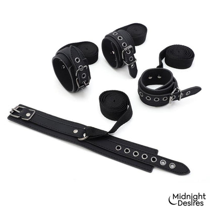 MIDNIGHT DESIRES - BONDAGE SET WITH BLINDFOLD, FEATHER TICKLE AND CUFFS
