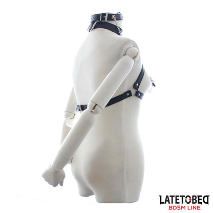 LATETOBED BDSM LINE - BONDAGE STRAP BRA WITH GAG AND NIPPLE CLAMPS