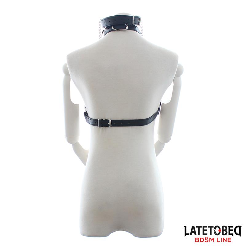 LATETOBED BDSM LINE - BONDAGE STRAP BRA WITH GAG AND NIPPLE CLAMPS