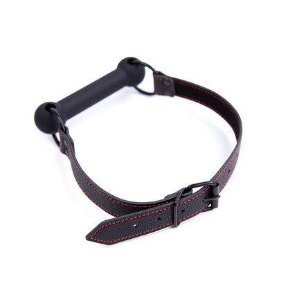LATETOBED BDSM LINE - BONE GAG BALL ADJUSTABLE SILICONE BLACK