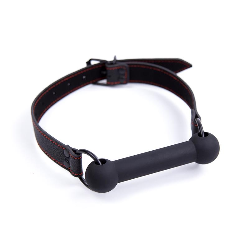 LATETOBED BDSM LINE - BONE GAG BALL ADJUSTABLE SILICONE BLACK