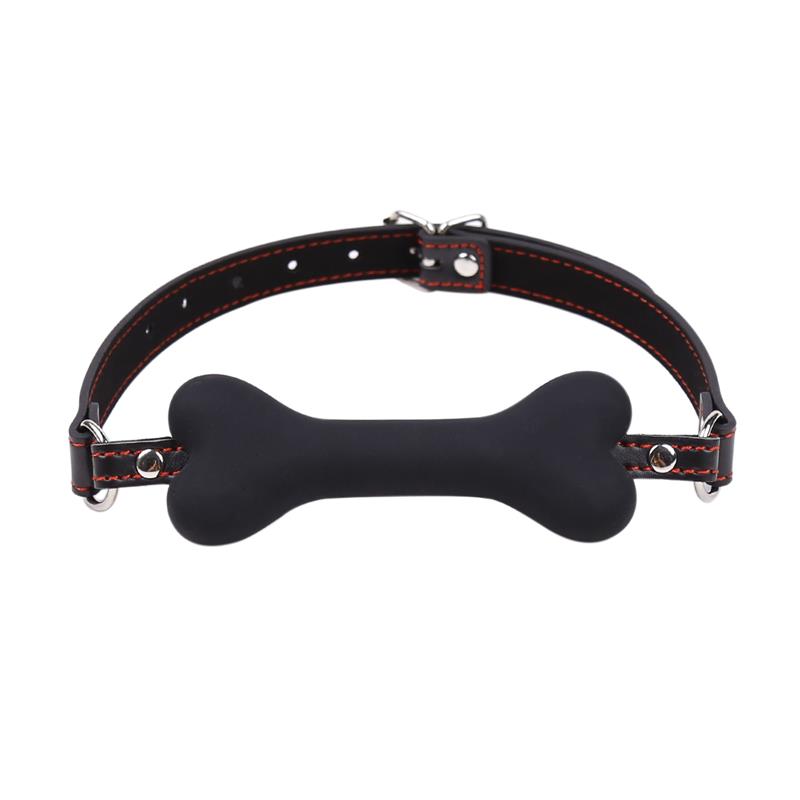 LATETOBED BDSM LINE - BONE GAG BALL SILICONE 12 CM BLACK