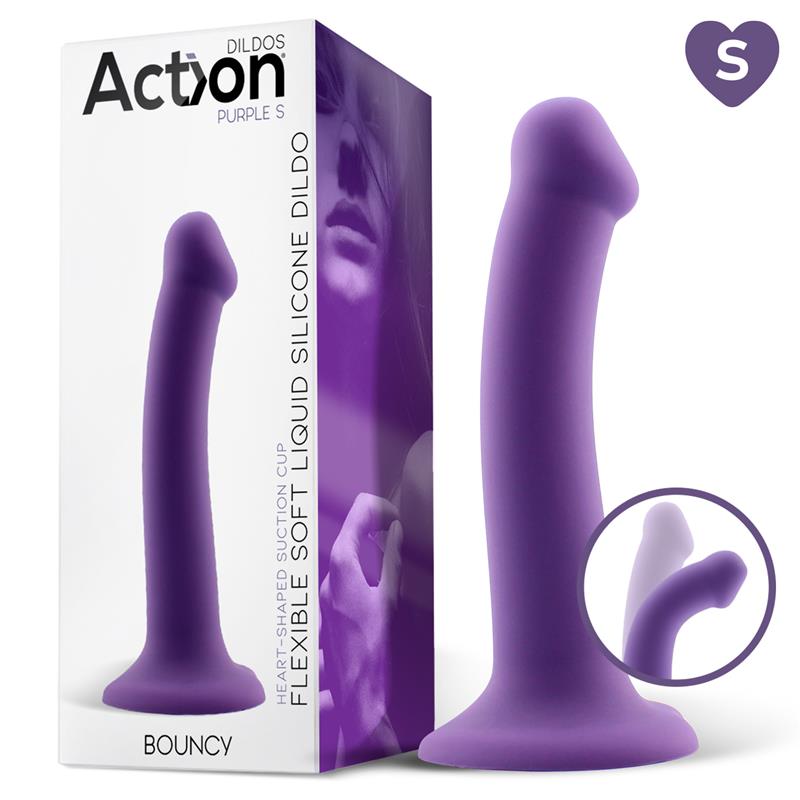 ACTION - DILDO EN SILICONE LIQUIDE REBONDISSANT HYPER FLEXIBLE 6,5 - 16,5 CM TAILLE S VIOLET
