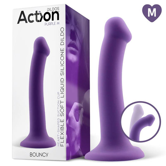 ACTION - BOUNCY LIQUID SILICONE DILDO HIPER FLEXIBLE 7 - 18 CM SIZE M PURPLE