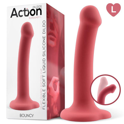 ACTION - BOUNCY LIQUID SILICONE DILDO HIPER FLEXIBLE 7.5 - 19 CM SIZE L BURGUNDY