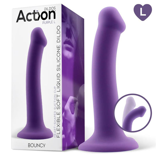 ACTION - BOUNCY LIQUID SILICONE DILDO HIPER FLEXIBLE 7.5 - 19 CM SIZE L PURPLE