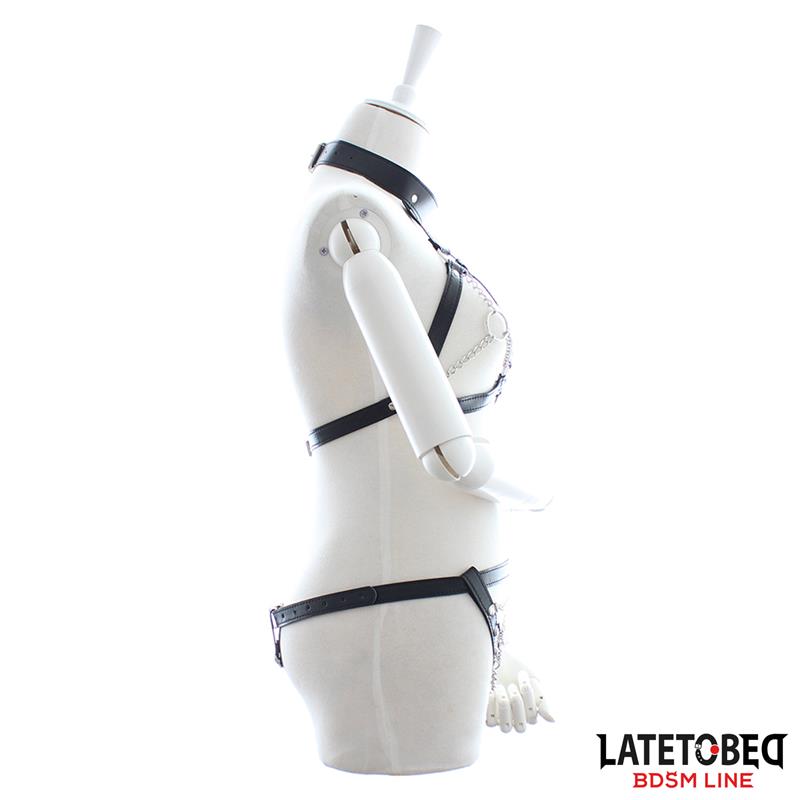 LATETOBED BDSM LINE - BRA AND PANTIES BONDAGE SET WITH CHAINS