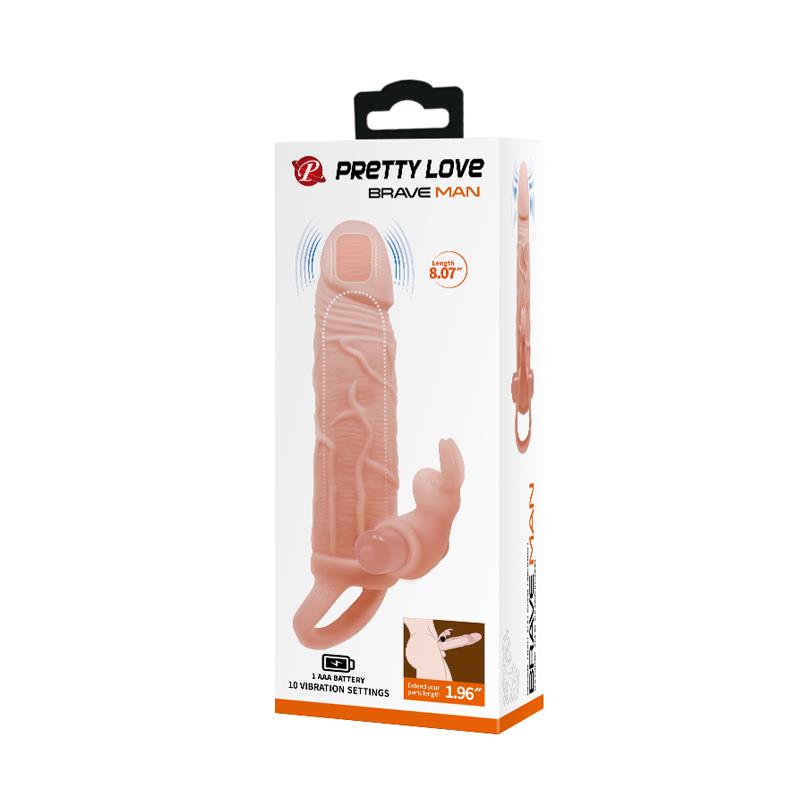 PRETTYLOVE - BRAVE MAN PENIS SLEEVE WITH VIBRATION