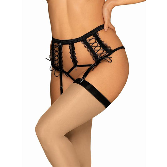 OBSESSIVE - BRAVELLE GARTER BELT AND CROTCHLESS THONG IN 1