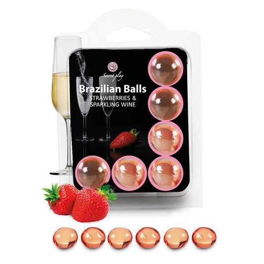 SECRET PLAY - BRAZILIAN BALLS SET 6  STRAWBERRIES & SPARKLING WINE