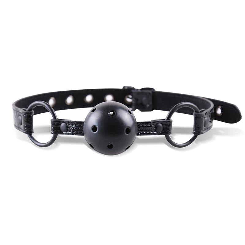 BLACK SAPPHIRE - BREATHABLE GAG BALL SAPPHIRE VEGAN LEATHER