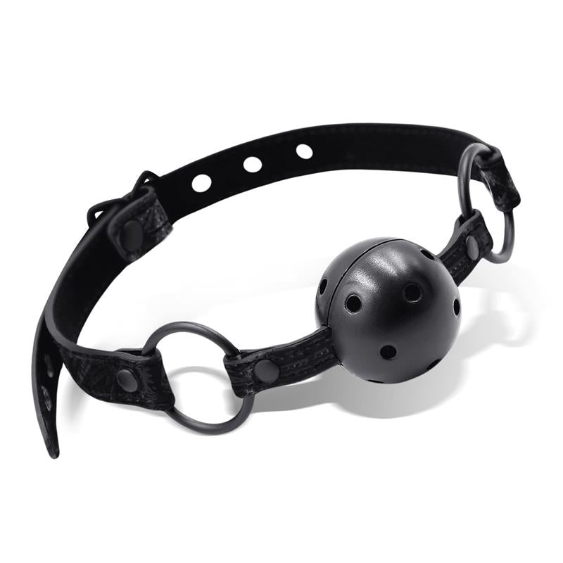 BLACK SAPPHIRE - BREATHABLE GAG BALL SAPPHIRE VEGAN LEATHER