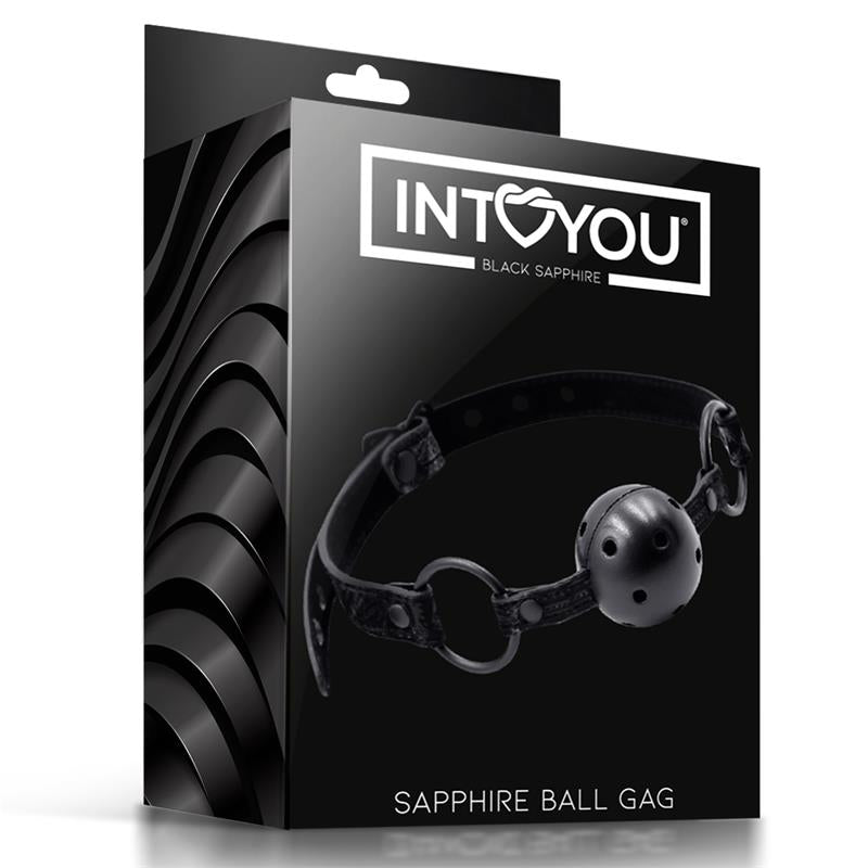 BLACK SAPPHIRE - BREATHABLE GAG BALL SAPPHIRE VEGAN LEATHER