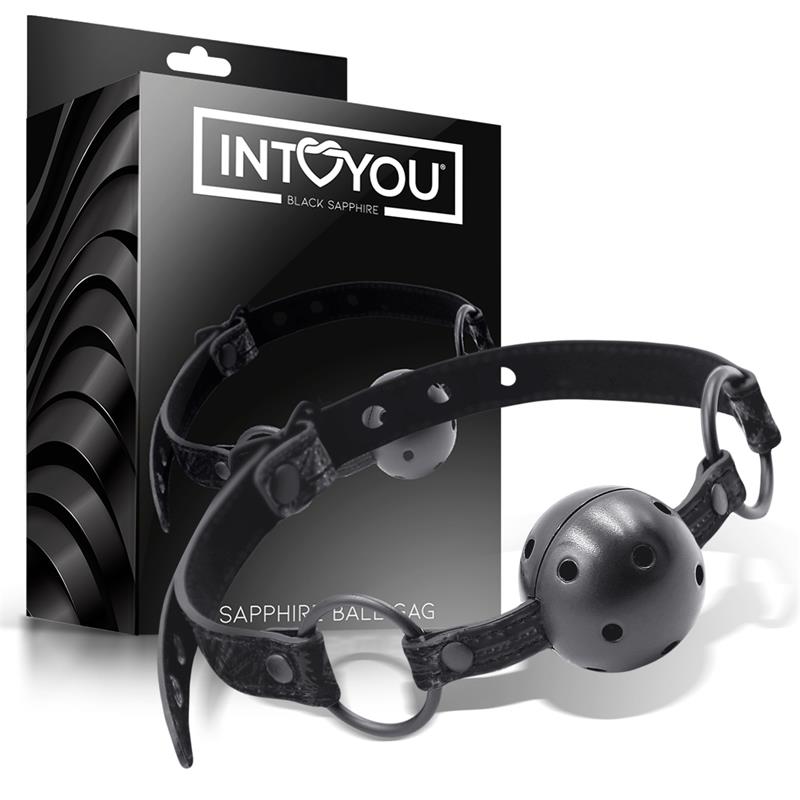 BLACK SAPPHIRE - BREATHABLE GAG BALL SAPPHIRE VEGAN LEATHER