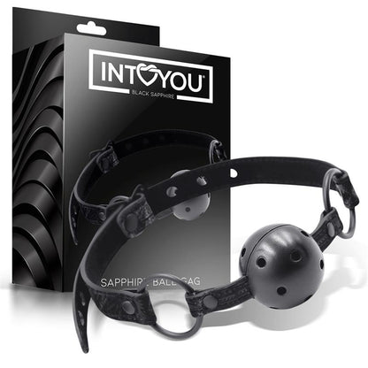 BLACK SAPPHIRE - BREATHABLE GAG BALL SAPPHIRE VEGAN LEATHER