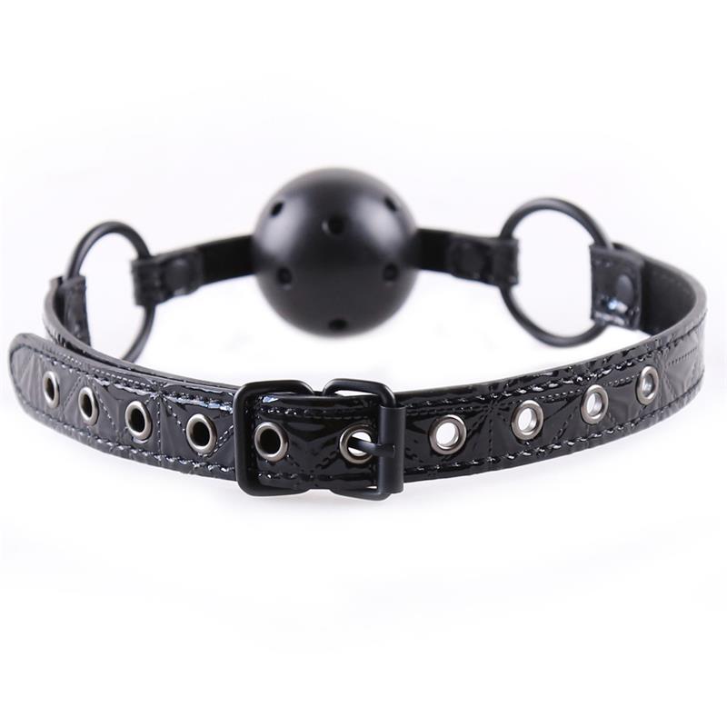 BLACK SAPPHIRE - BREATHABLE GAG BALL SAPPHIRE VEGAN LEATHER