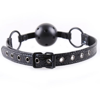 BLACK SAPPHIRE - BREATHABLE GAG BALL SAPPHIRE VEGAN LEATHER