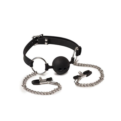 LATEX PLAY - BREATHABLE MOUTHGAG AND NIPPLE CLAMPS