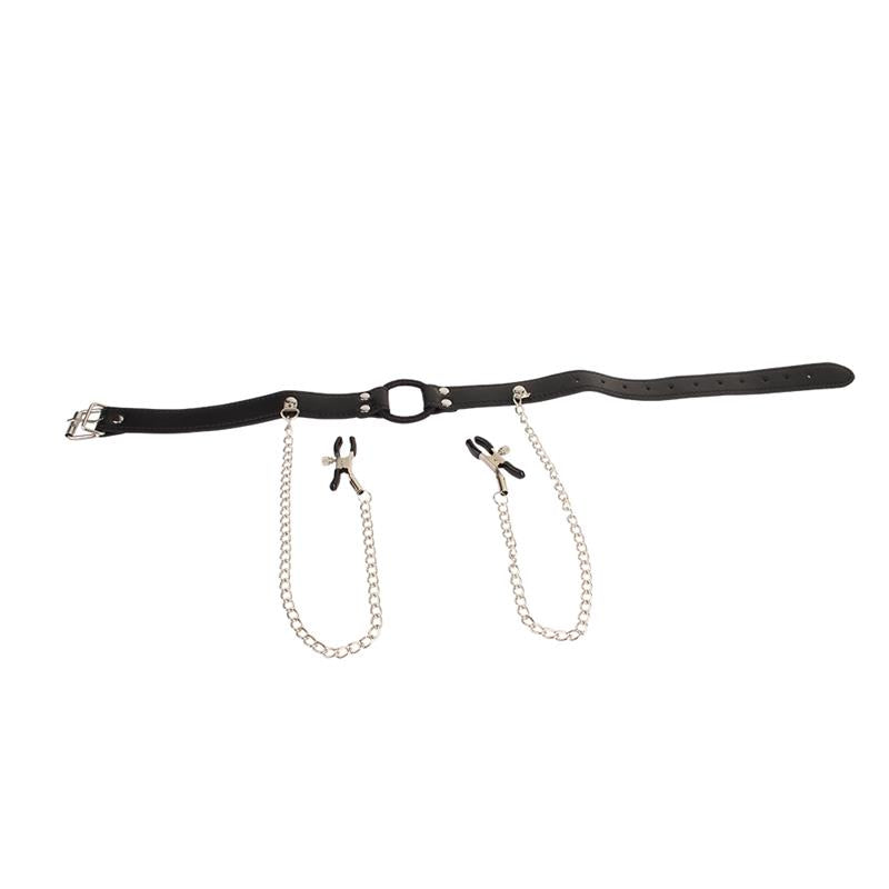 CHISA - BREATHABLE O RING GAG WITH NIPPLE CLAMPS
