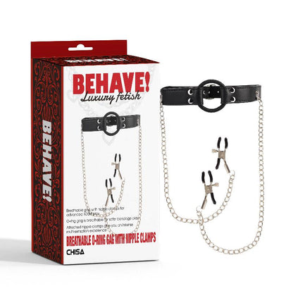 CHISA - BREATHABLE O RING GAG WITH NIPPLE CLAMPS