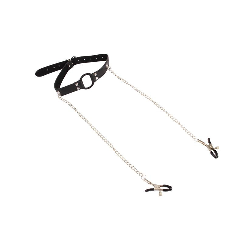 CHISA - BREATHABLE O RING GAG WITH NIPPLE CLAMPS