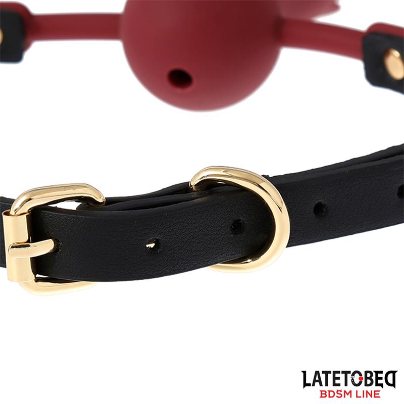 LATETOBED BDSM LINE - BREATHABLE SILICONE BALL GAG WITH ROSE ADJUSTABLE 47-56 CM