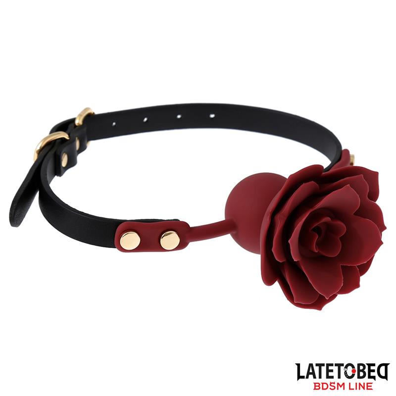 LATETOBED BDSM LINE - BREATHABLE SILICONE BALL GAG WITH ROSE ADJUSTABLE 47-56 CM