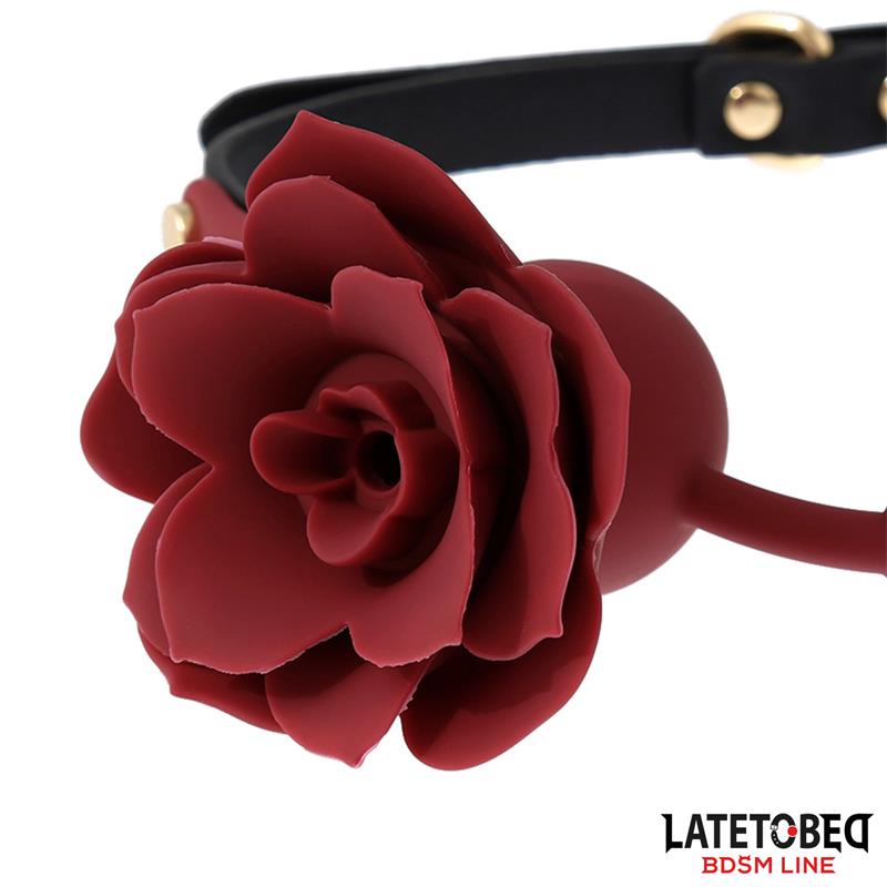 LATETOBED BDSM LINE - BREATHABLE SILICONE BALL GAG WITH ROSE ADJUSTABLE 47-56 CM