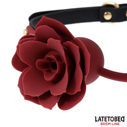 LATETOBED BDSM LINE - BREATHABLE SILICONE BALL GAG WITH ROSE ADJUSTABLE 47-56 CM