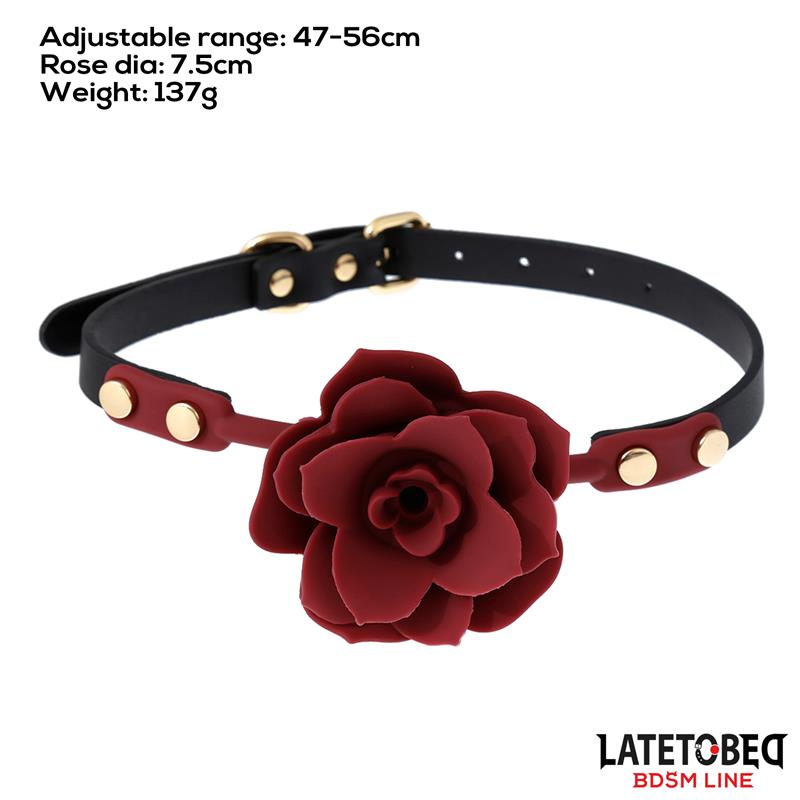 LATETOBED BDSM LINE - BREATHABLE SILICONE BALL GAG WITH ROSE ADJUSTABLE 47-56 CM
