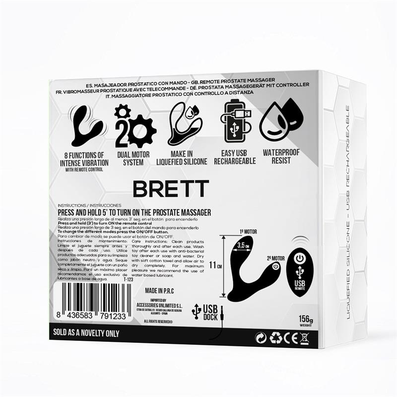 TARDENOCHE - BRETT PROSTATE MASSAGER REMOTE CONTROL USB LIQUID SILICONE