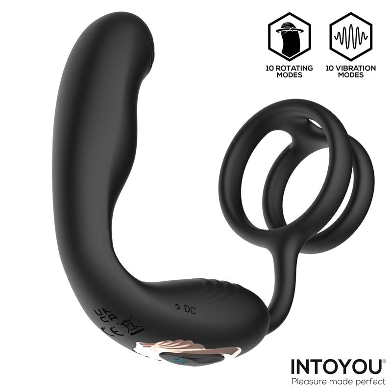 INTOYOU - BRUCE PROSTATE MASSAGER 360º WITH DOUBLE COCKRING WITH VIBRATION