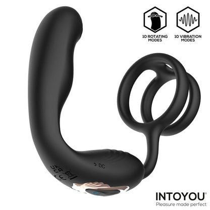 INTOYOU - BRUCE PROSTATE MASSAGER 360º WITH DOUBLE COCKRING WITH VIBRATION