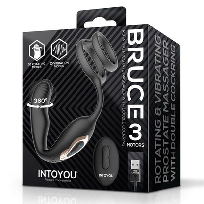 INTOYOU - BRUCE PROSTATE MASSAGER 360º WITH DOUBLE COCKRING WITH VIBRATION