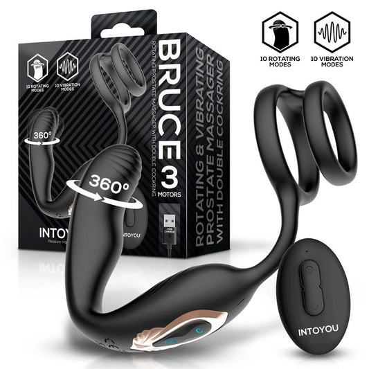 INTOYOU - BRUCE PROSTATE MASSAGER 360º WITH DOUBLE COCKRING WITH VIBRATION